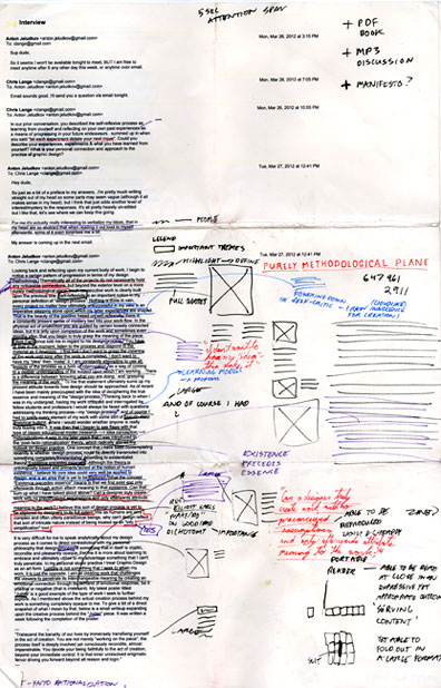original gmail conversation printed 11x17 tab