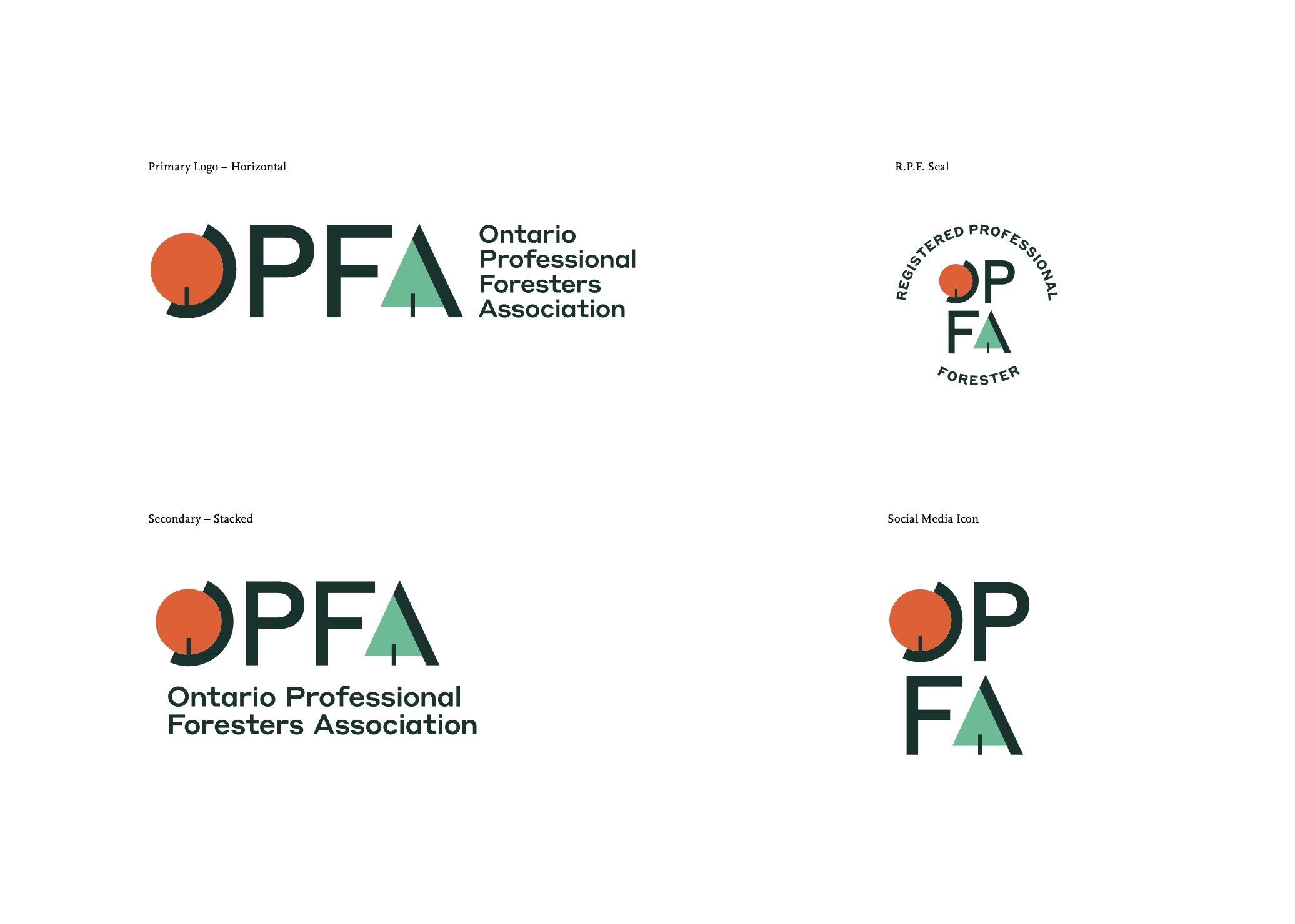 OPFA visual identity & branding redesign process, Ontario Professional Foresters Association, 2018