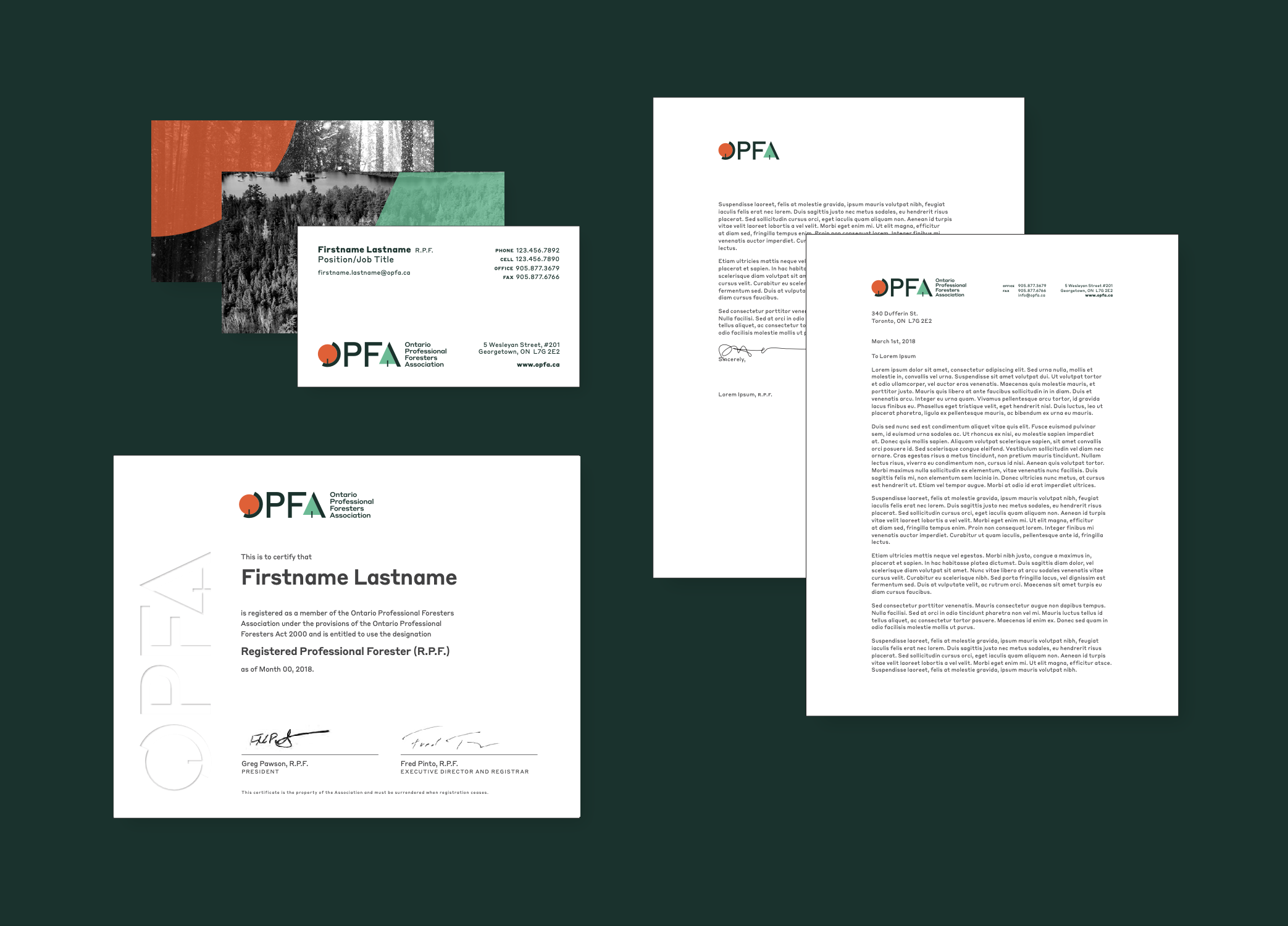 OPFA visual identity & branding redesign process, Ontario Professional Foresters Association, 2018